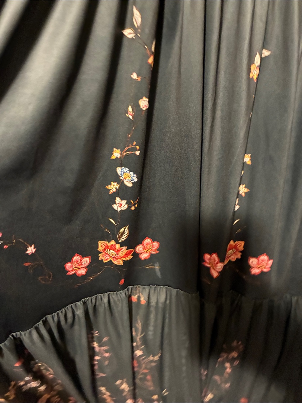 Floral Button-Front Maxi Dress in Dark Green - Picture 7 of 9